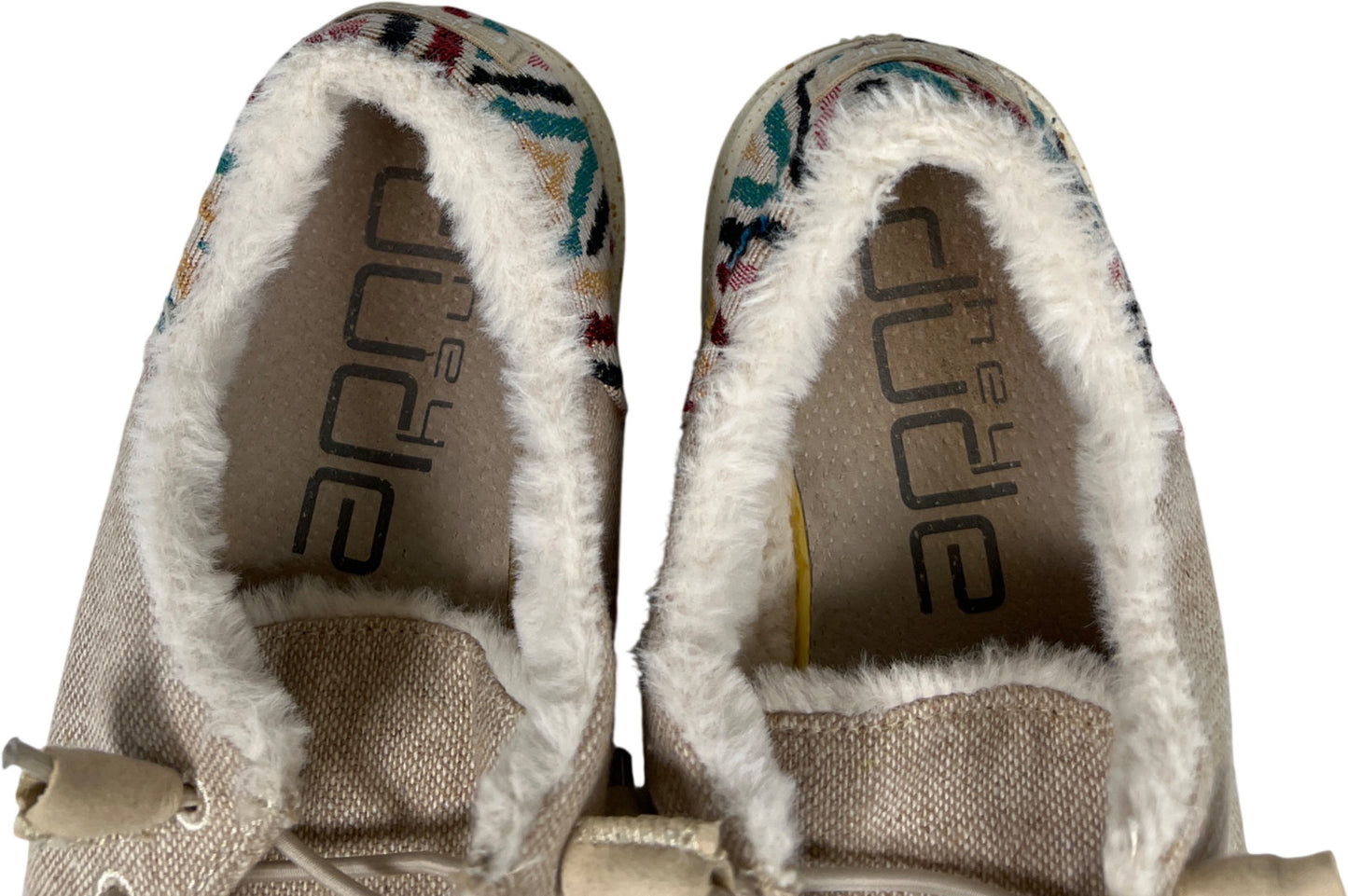 HeyDude Women’s Beige Funk Wool Wendy Lined Slip On Shoes - 8