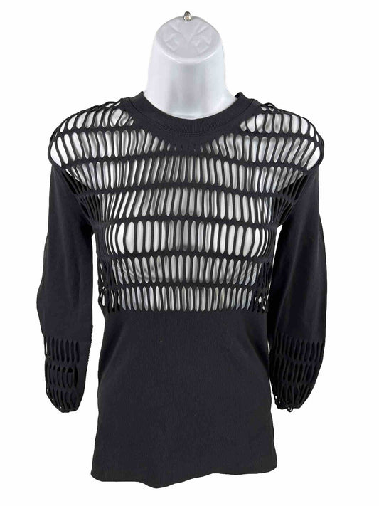 NEW Adidas x Stella McCartney Black Warp Knit Long Sleeve Shirt - S