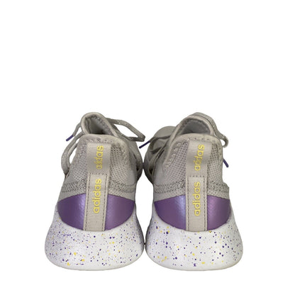 Adidas Women's Gray/Purple Lace Up Cloadfoam Walking Comfort Sneakers - 7
