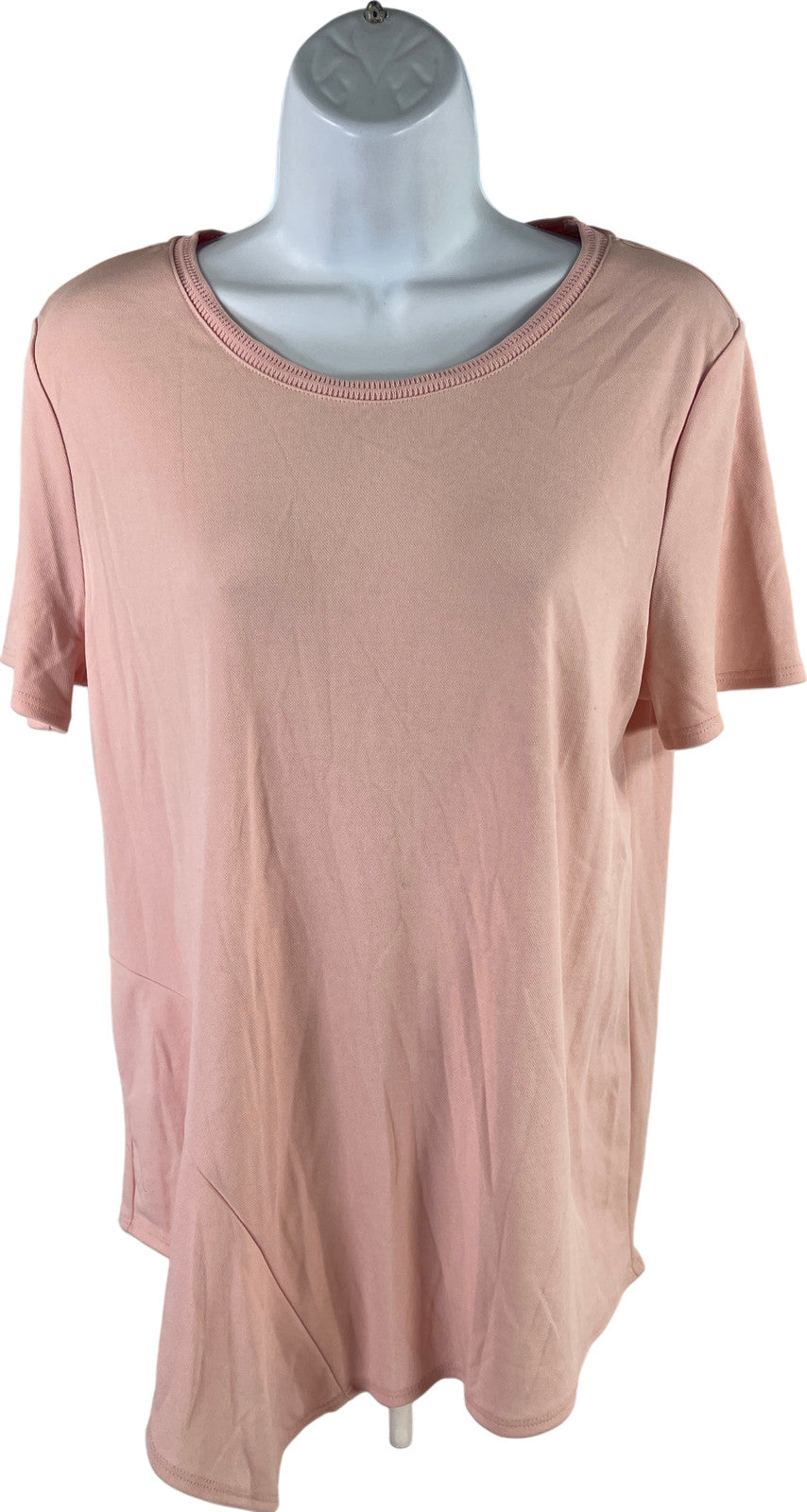 Halston Women’s Pink Short Sleeve Knit Asymmetrical T-Shirt - M