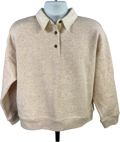 J.Crew Women’s Ivory Long Sleeve Rugby Polo Sweatshirt - M