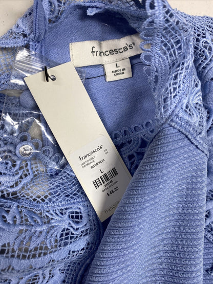 NEW Francesca's Women's Oxford Blue Sleeveless Lace A-Line Dress - L