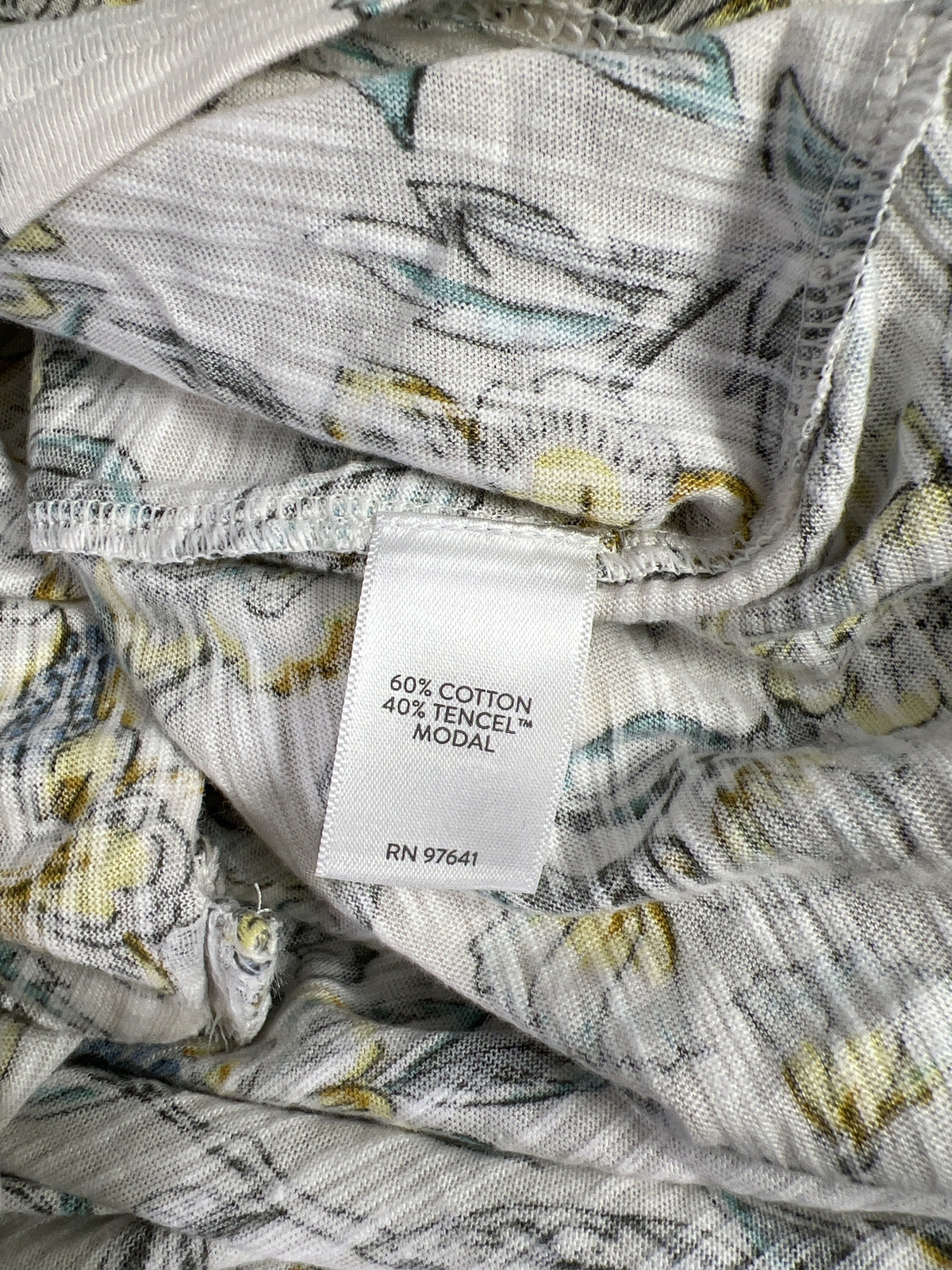 Pure J.Jill Women’s White/Yellow Floral V-Neck 3/4 Sleeve T-Shirt - XS