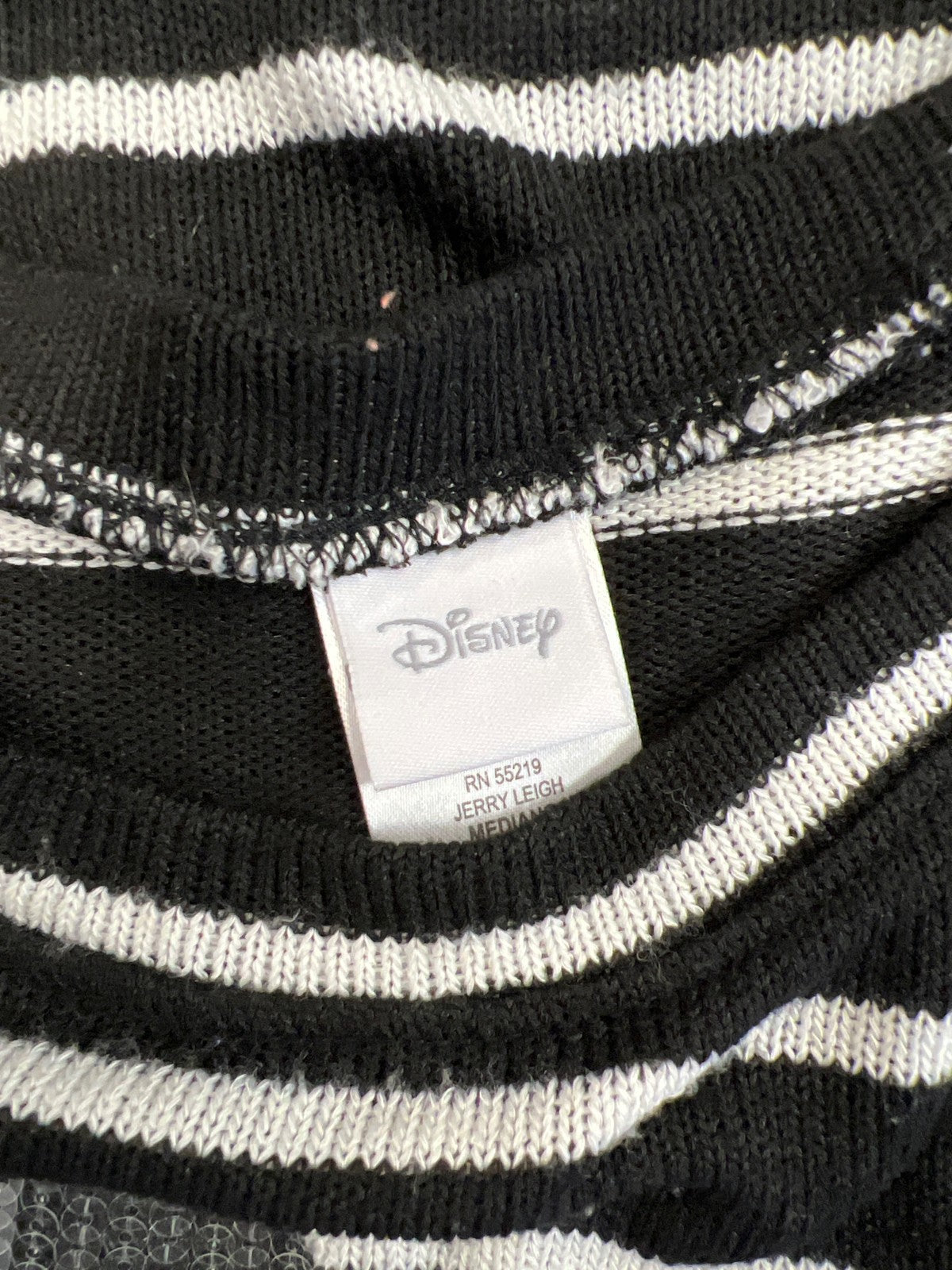 Disney Women’s Black Striped Mickey Mouse Sequin Sweater - M