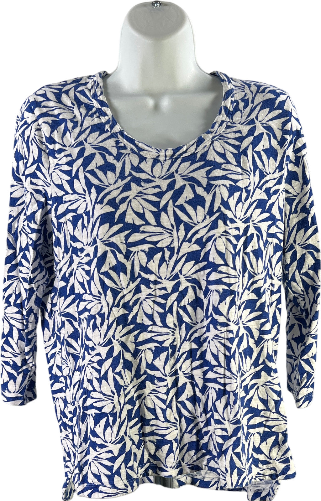 Chico’s Women’s Blue/White 3/4 Sleeve T-Shirt - 1/IUS M