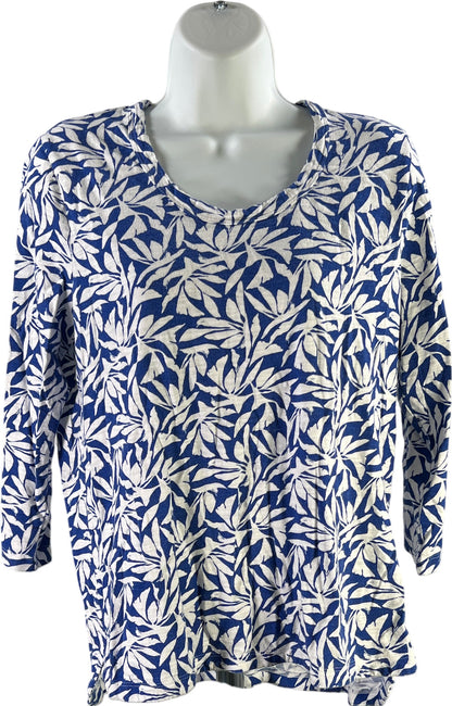 Chico’s Women’s Blue/White 3/4 Sleeve T-Shirt - 1/IUS M