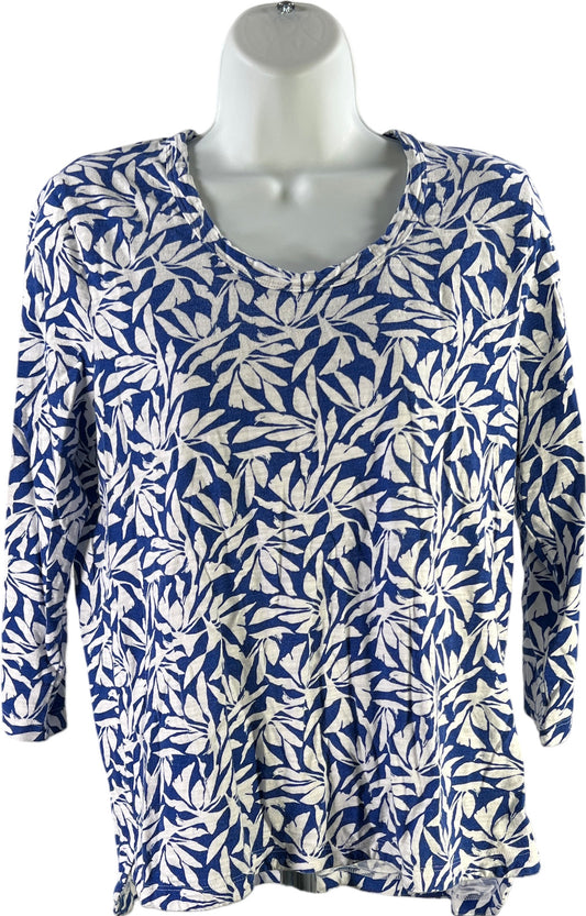 Chico’s Women’s Blue/White 3/4 Sleeve T-Shirt - 1/IUS M