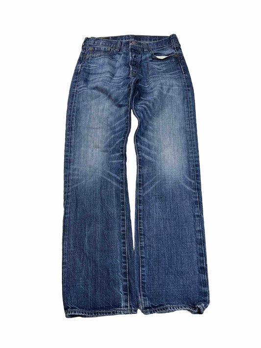 Levi's Men's Dark Wash 501 Button Fly Straight Leg Jeans - 32x34