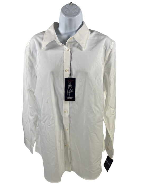 NEW Chaps Women's White Icon Long Sleeve Button Up Shirt - Plus 1X