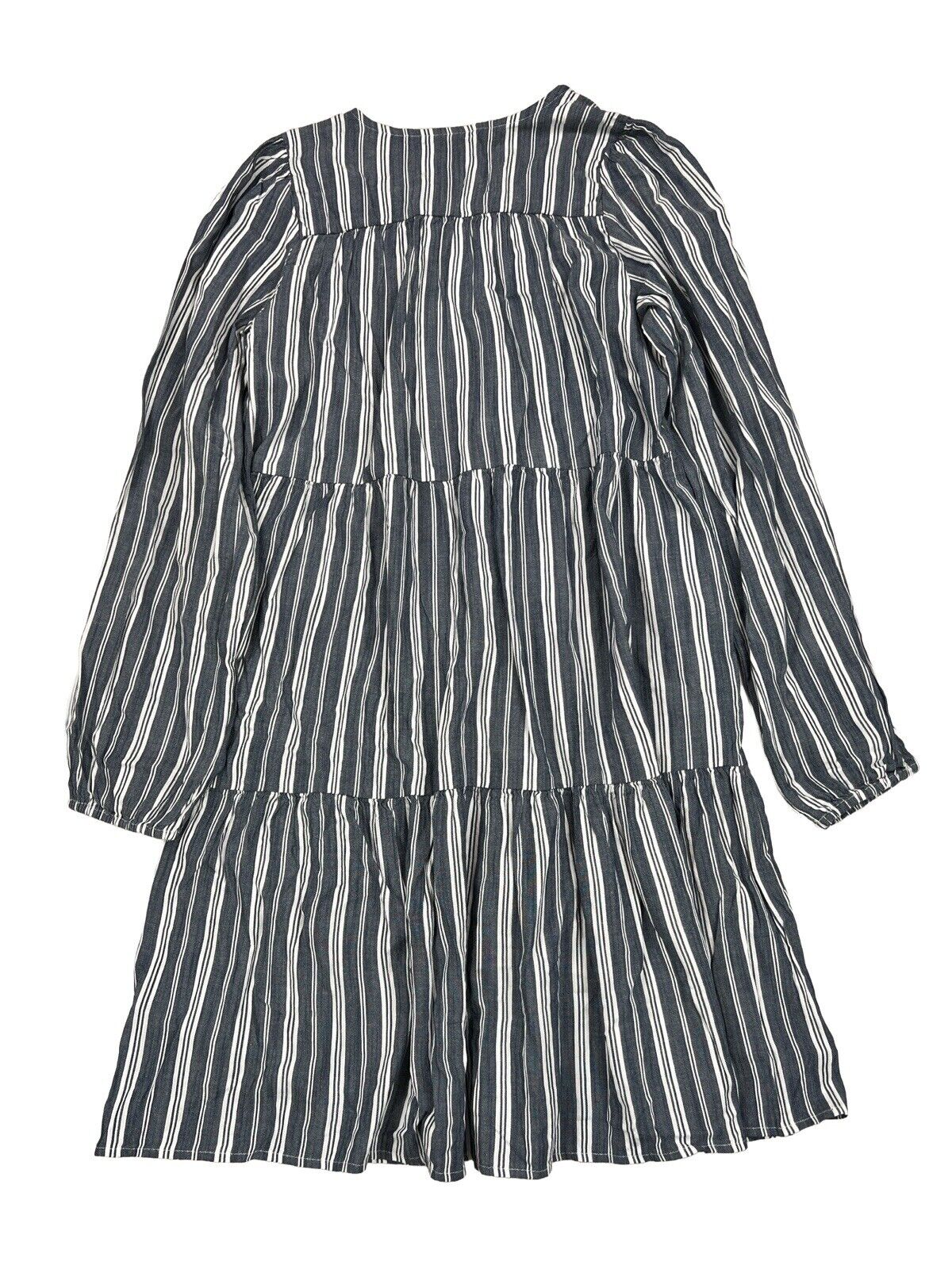 NEW Old Navy Women's Blue Striped Boho Style Long Sleeve Dress - M Tall