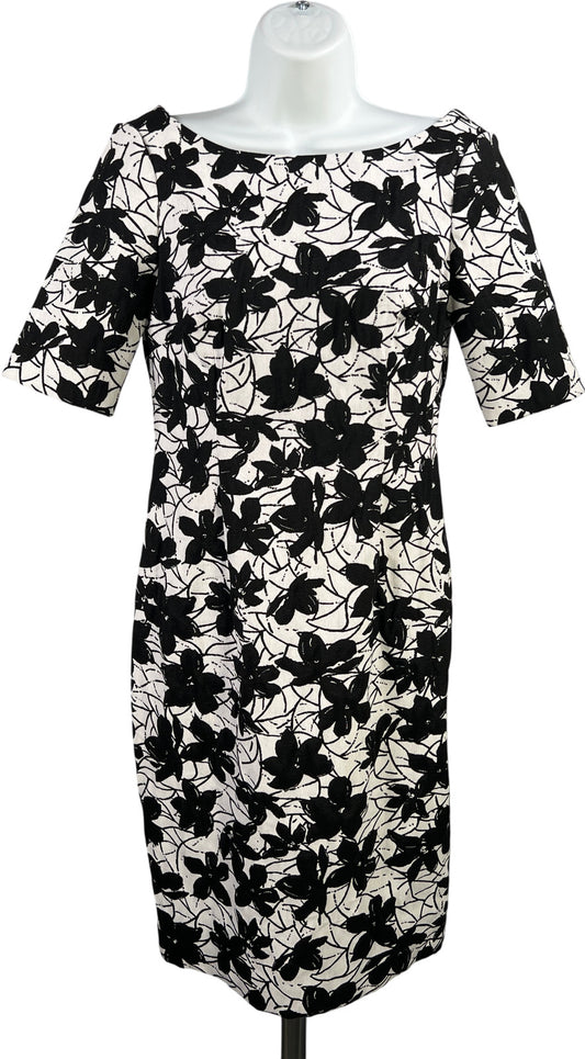Calvin Klein Women’s White/Black Floral Short Sleeve Sheath Dress - 4