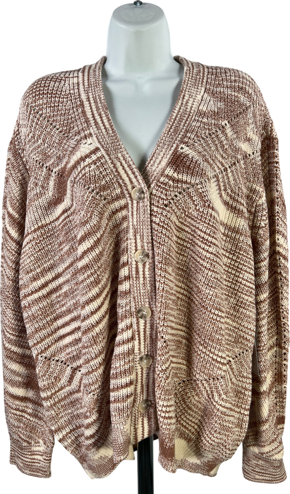 Spiritual Ganger Women’s Brown Knit Spacedye Sasha Cardigan Sweater - L
