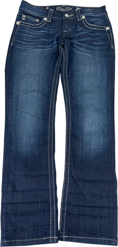 Miss Me Women’s Dark Wash Sequin Pocket Straight Denim Jeans - 28