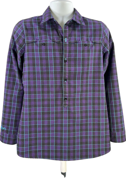 Burton Men’s Purple/Black Plaid Long Sleeve Button Up Shirt - M