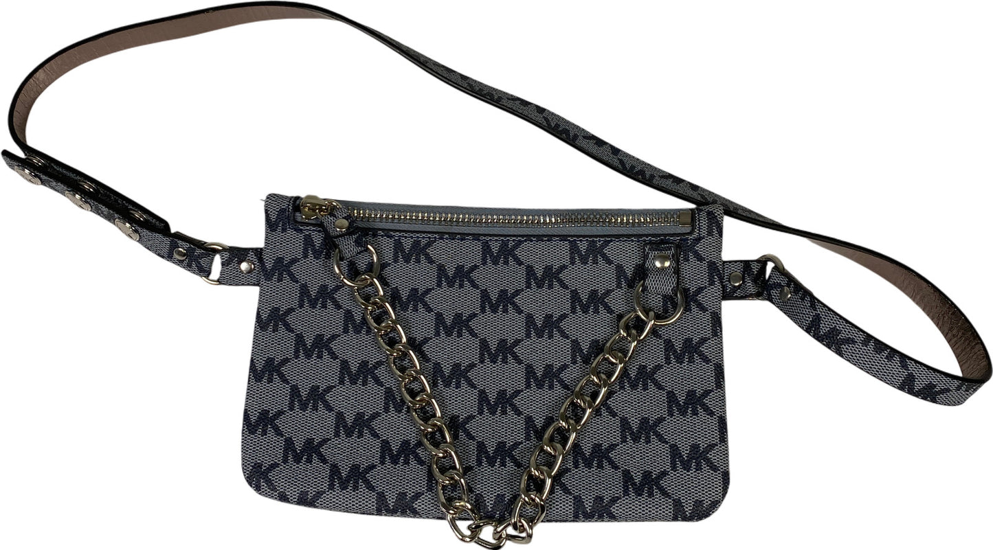 Michael Kors Women’s Blue Coated Canvas Small Chain Belt Bag Clutch
