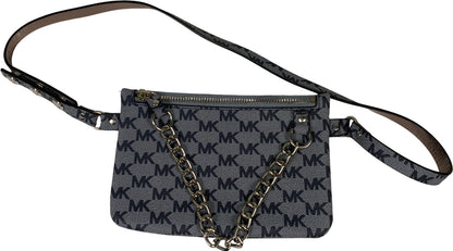 Michael Kors Women’s Blue Coated Canvas Small Chain Belt Bag Clutch