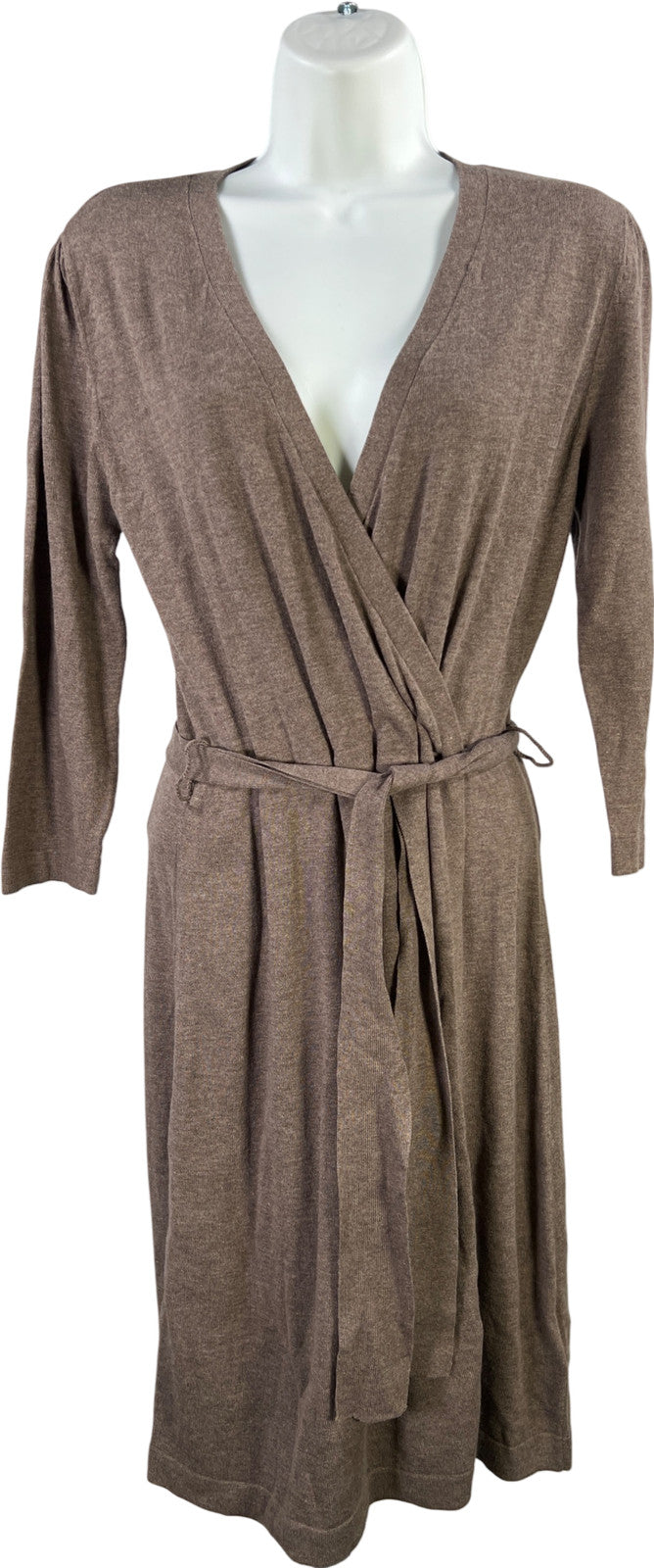 Banana Republic Women’s Brown Thin Knit Long Sleeve Wrap Sweater Dress - M