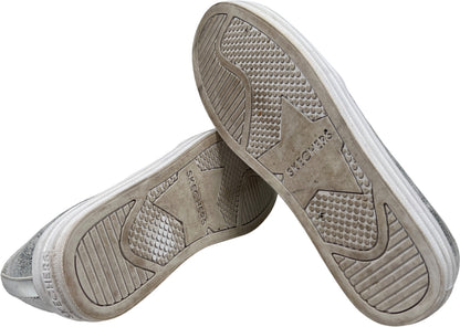 Skechers Women’s Silver Metallic Shiny Dancer Street Loafer Shoes - 8.5