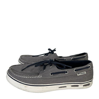 Columbia Men's Gray/Blue Canvas Lace Up Casual Boat Shoes - 8.5