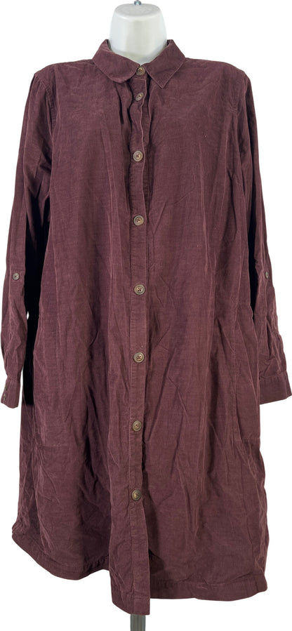 J.Jill Women’s Purple Long Sleeve Button Up Corduroy Shirt Dress - L