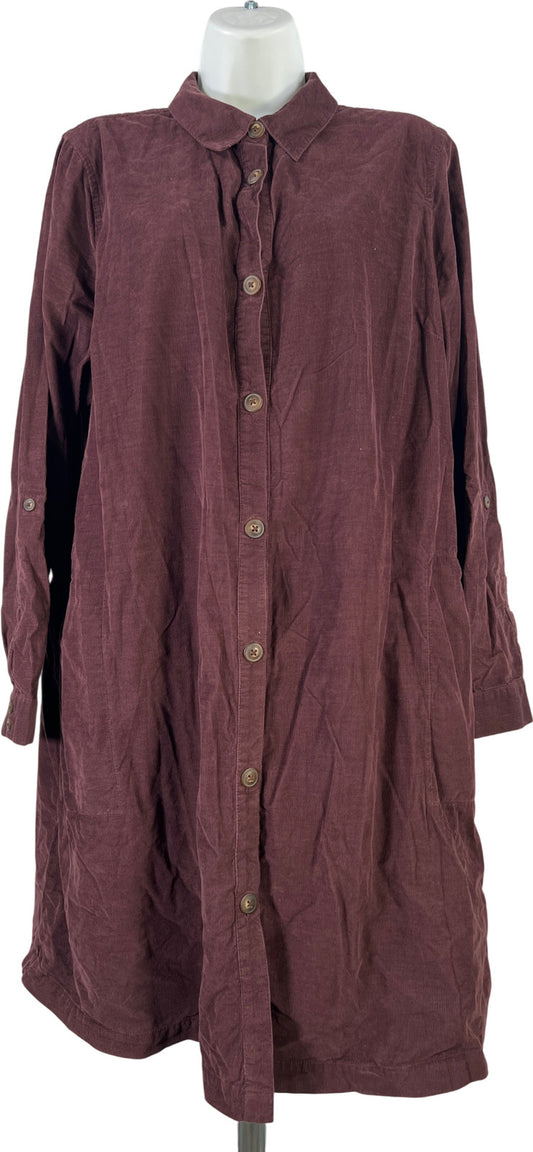 J.Jill Women’s Purple Long Sleeve Button Up Corduroy Shirt Dress - L