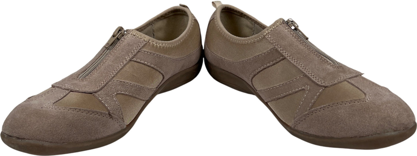 Cobbie Cuddlers Women’s Taupe/Beige Suede Zip Top Walking Shoes - 9