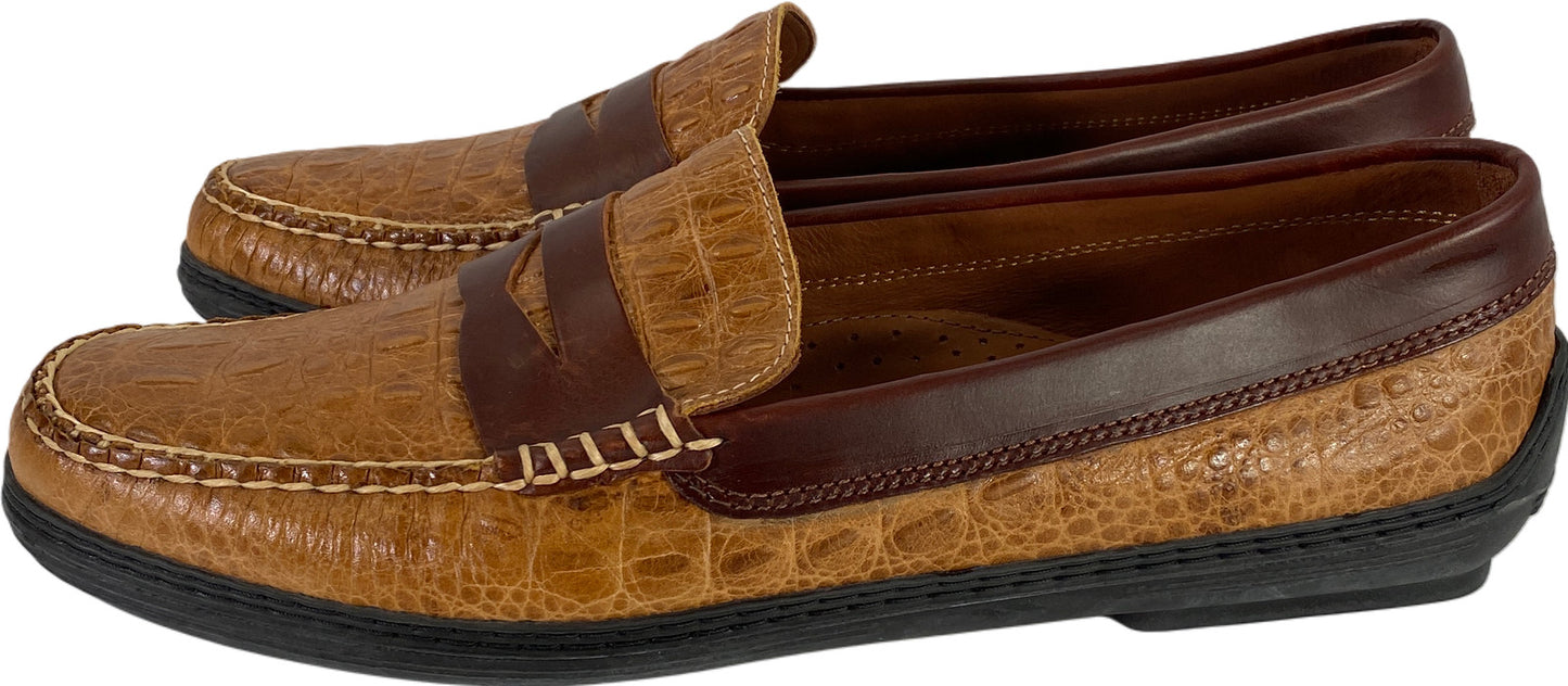 T.B Phelps Men’s Tan Brown Leather Key West Combo Penny Loafers - 11