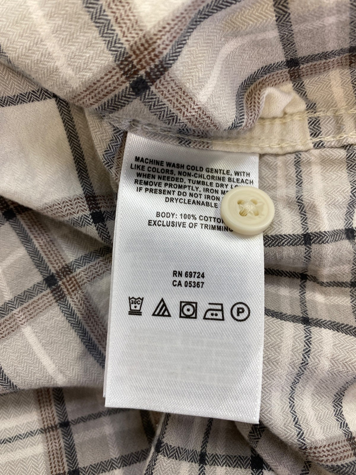 Columbia Men’s Ivory/Gray Plaid Long Sleeve Button Up Flannel Shirt - XL