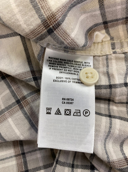 Columbia Men’s Ivory/Gray Plaid Long Sleeve Button Up Flannel Shirt - XL