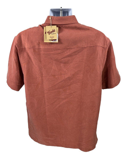 NEW Woody's Retro Lounge Men's Orange Rust Button Up Hawaiian Shirt - L