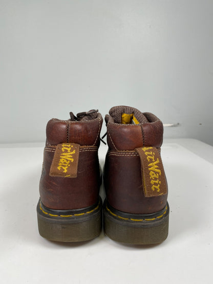 Dr. Martens Men’s Brown Leather Izzy Air Wair Industrial Steel Toe Boots - 8