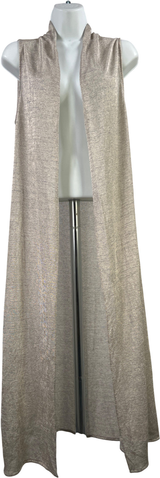 White House Black Market Women’s Gray Metallic Sleeveless Duster Cardigan - S