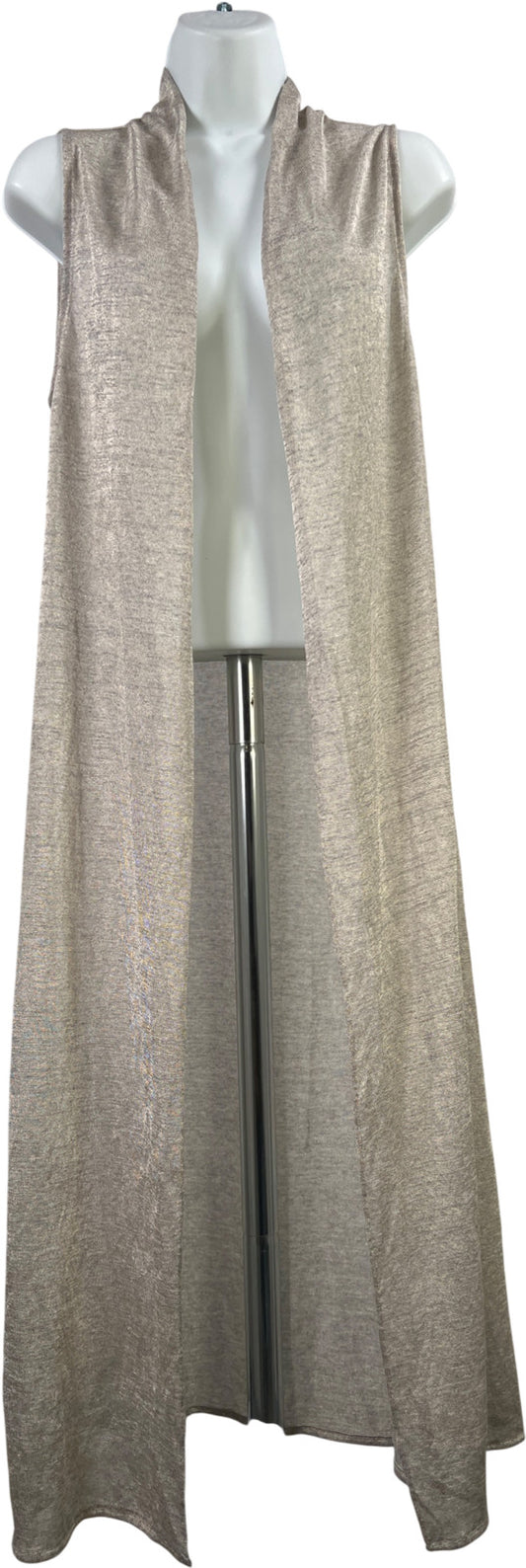 White House Black Market Women’s Gray Metallic Sleeveless Duster Cardigan - S
