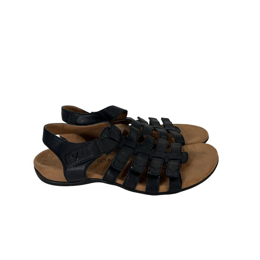 Vionic Women's Black Leather Strappy Open Toe Sandals - 7.5