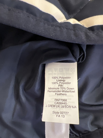 J.Crew Women’s Navy Blue/White Striped Down Filled Full Zip Vest - XS