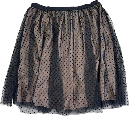 Ann Taylor Women’s Black/Beige Polka Dot Mesh Lined Skirt - L Petite