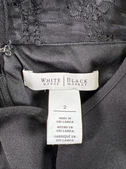 White House Black Market Women’s Black Mesh Top Sleeveless A-Line Dress - 2