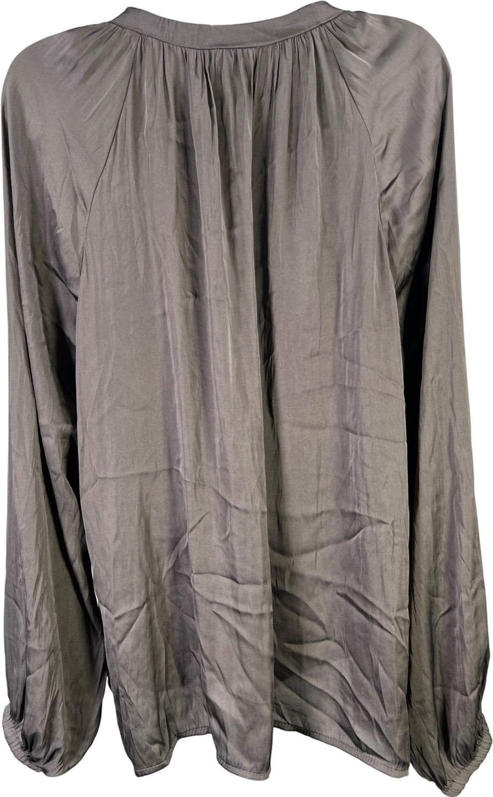 Torrid Women’s Gray Satin Tie Front Peasant Blouse - Plus 2X