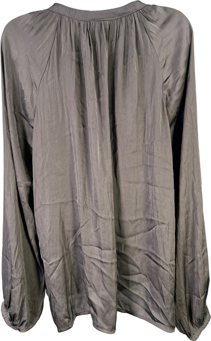 Torrid Women’s Gray Satin Tie Front Peasant Blouse - Plus 2X
