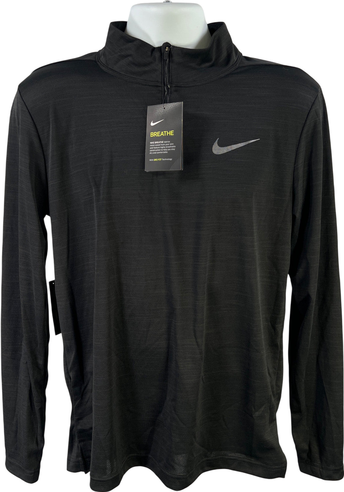 Nike Mens Black Dri-Fit 1/4 Zip Long Sleeve Pullover Training Athletic Shirt - M