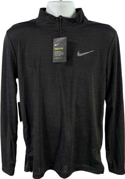 Nike Mens Black Dri-Fit 1/4 Zip Long Sleeve Pullover Training Athletic Shirt - M