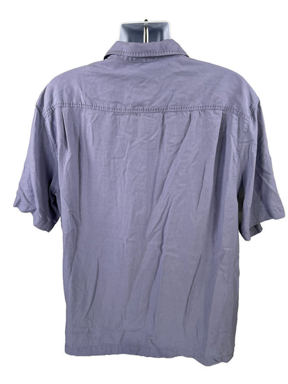 Tommy Bahama Men's Purple Short Sleeve Silk Button Up Shirt - XL