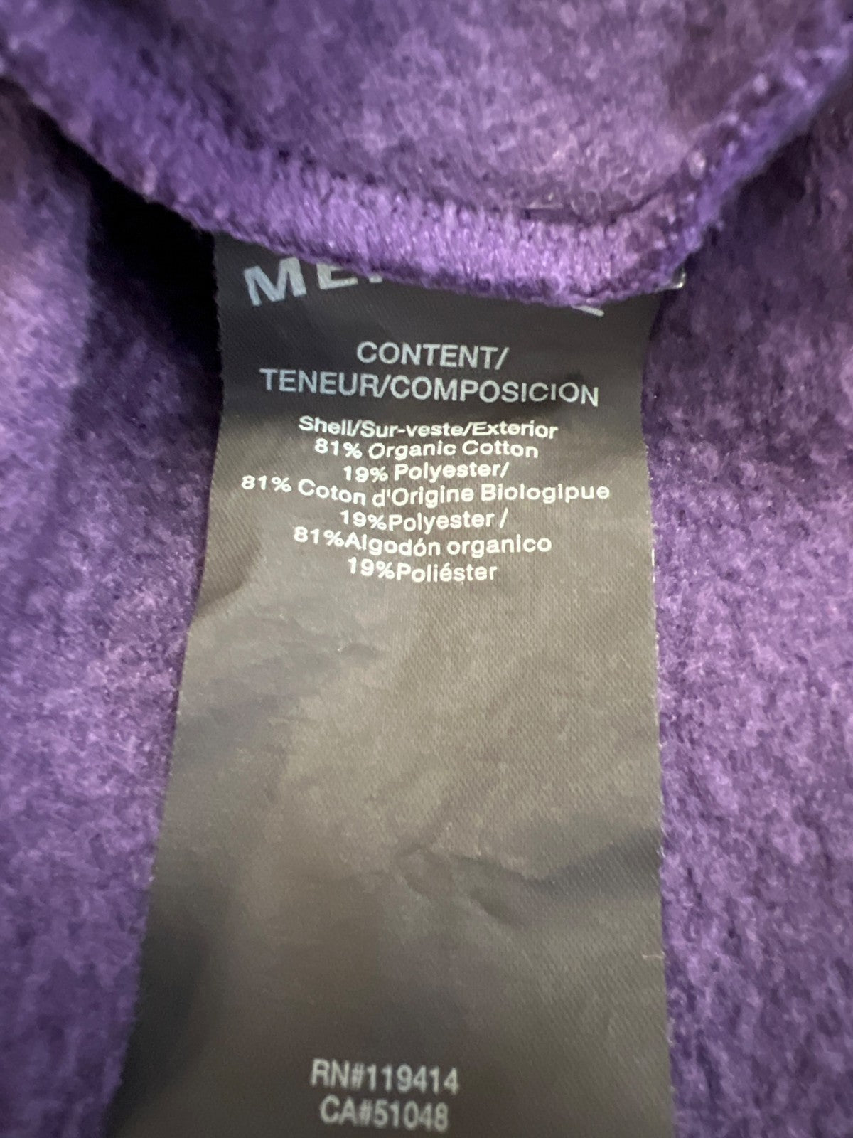 Merrell Women’s Purple Hike On Fleece Lined Pullover Sweatshirt - L