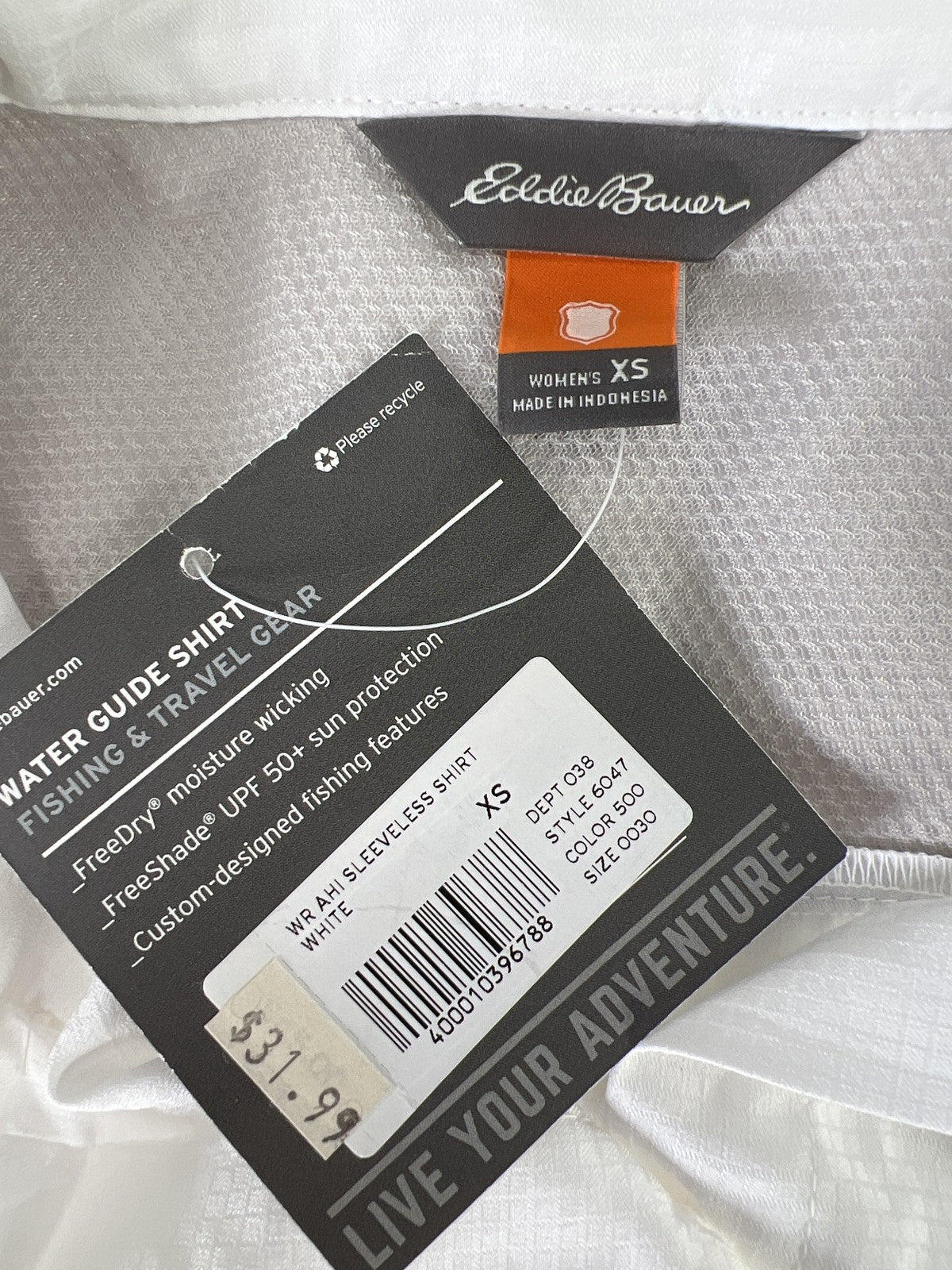 NEW Eddie Bauer Women’s White Water Guide Fishing Button Up Tank Top - XS