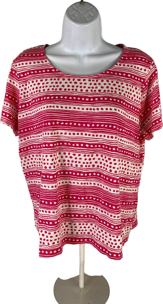 Chico’s Women’s Pink/White Short Sleeve T-Shirt - 1/US M