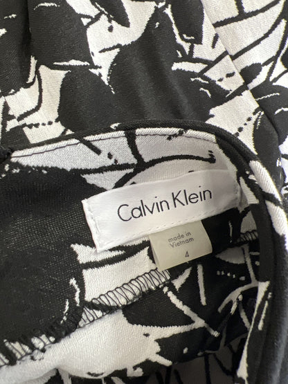 Calvin Klein Women’s White/Black Floral Short Sleeve Sheath Dress - 4