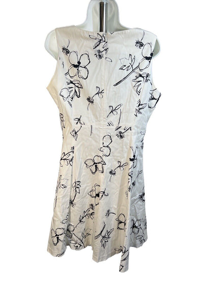 NEW Chaps Women's White/Black Floral Sleeveless A-Line Dress - 12