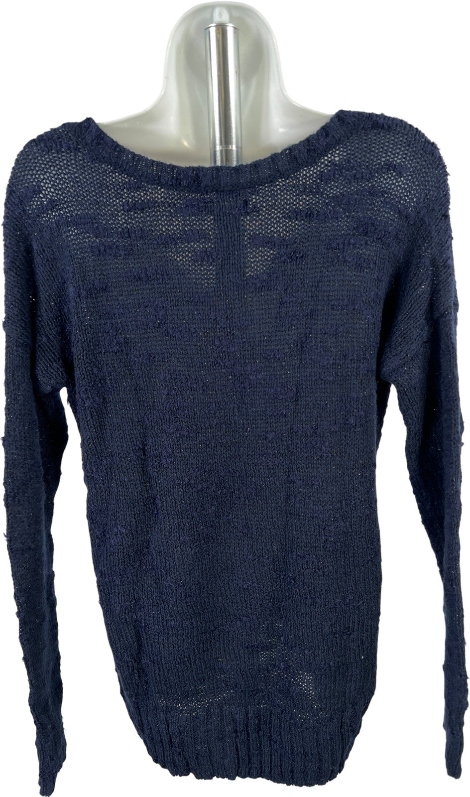 American Eagle Women’s Blue Open Knit Long Sleeve V-Neck Sweater - L