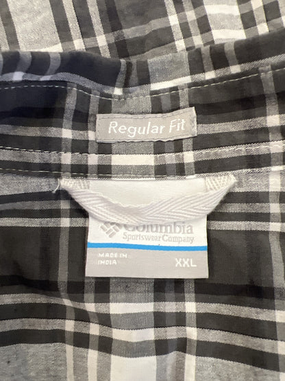Columbia Men’s Gray Plaid Regular Fit Short Sleeve Button Up Shirt - XXL
