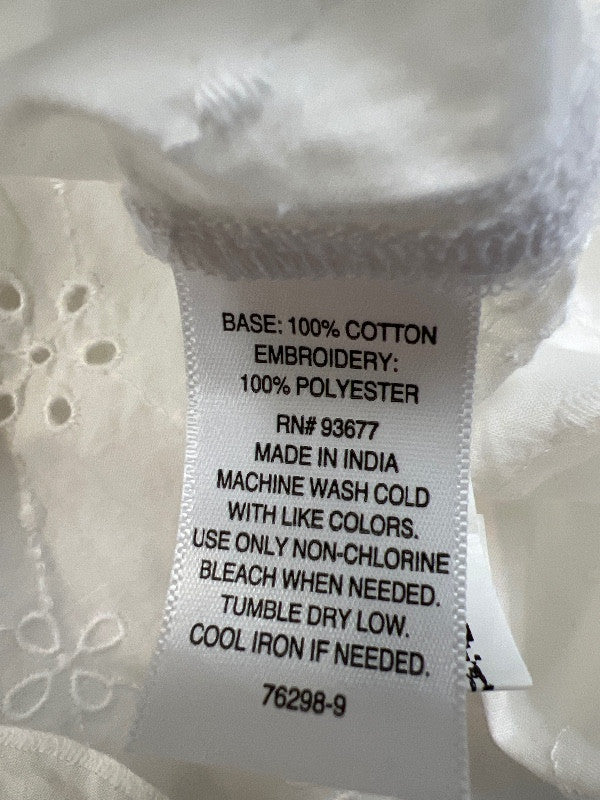 Liz Claiborne Women's Ivory/White Eyelet V-Neck Blouse - XL